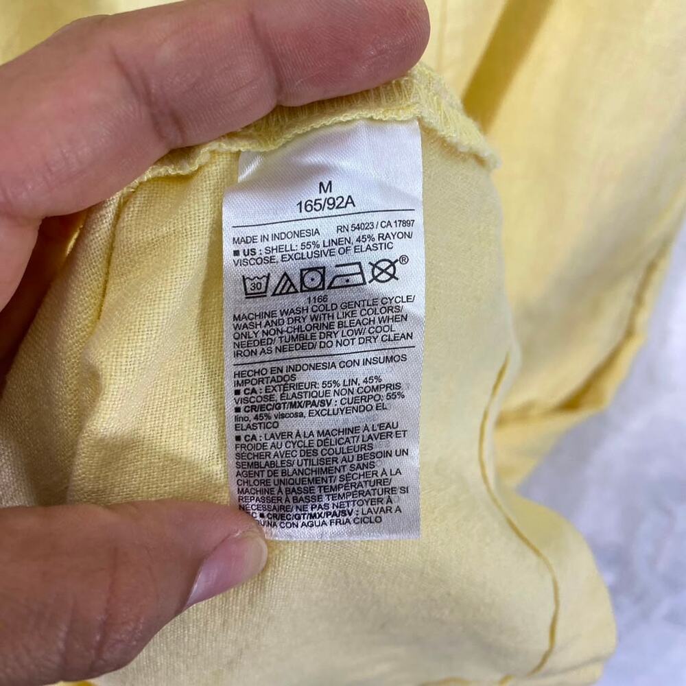 Old Navy Fit & Flare Yellow Sleeveless Linen-Rayon Blend Midi Dress Sz M - Picture 4 of 7